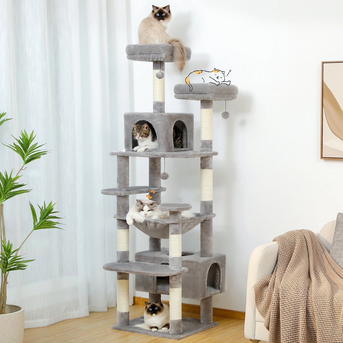 Grand Arbre à Chat pour Chats d'Intérieur - 72"
